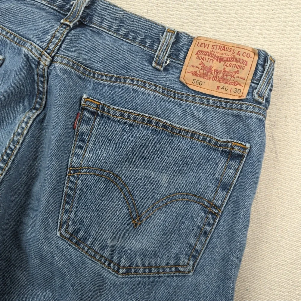 Levis Jeans Mens 40x30 Blue 560 Loose Tapered Relaxed Baggy Dark Wash